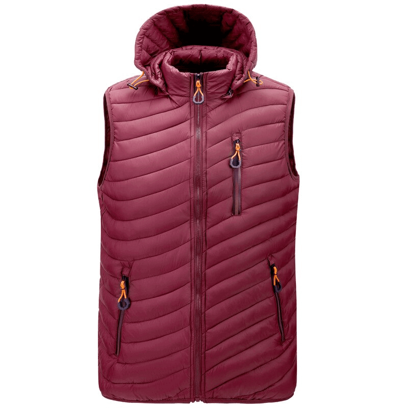 Stylish Sports Warmed Men's Vest with hood, zippered pockets, ideal for outdoor activities, made of high-quality Nylon - SF1516